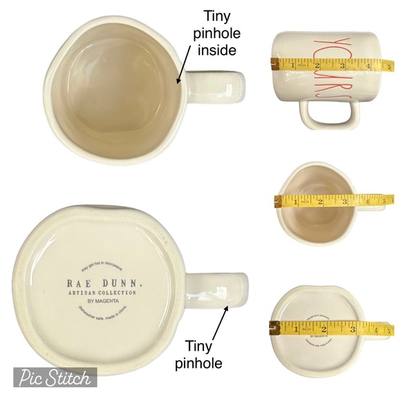 Rae Dunn MINE YOURS Mug Set White Red Large Letters Dimples NWT NIB OG 2017 - Picture 17 of 17